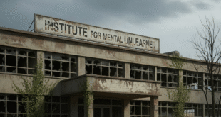 মানসিক অশিক্ষার প্রতিষ্ঠান (Institute for Mental Unlearned): একটা জরাজীর্ণ, পরিত্যক্ত ভবনের ছবি, যার জানালার সব কাঁচ ভাঙা এবং সামনে দু-চারজন লোক দাঁড়িয়ে আছে, হাঁটছে। ভবনের উপরে একতা সাইনবোর্ডে অস্পষ্টভাবে লেখা আছে– "Institute for Mental Unlearned." এই প্রতীকী চিত্রটা সমাজের মানসিক ও নৈতিক শিক্ষার অভাবকে তুলে ধরে।