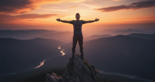 শেষে স্বাধীনতার আকঙ্ক্ষা ও একাকীত্বঃ সূর্যাস্তের সময় পর্বতচুড়ায় দাঁড়িয়ে একজন প্রেমিক দু'হাত দু'পাশে মেলে দিয়েছে। তাঁর নিচে গভীর উপত্যকা এবং এঁকেবেঁকে বয়ে যাওয়া নদী দেখা যাচ্ছে। পিছনের আকাশ কমলা, হলুদ, ছাই মেঘে ঢাকার মধ্যে অস্ত যাওয়া সূর্যের উজ্জ্বল হলুদ আভা। ছবিটা স্বাধীনতা, বিশালতা ও একাকীত্বের অনুভূতি প্রকাশ করছে।