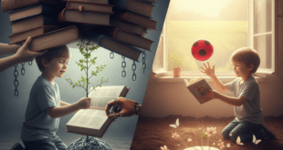 Exam pressure on students: বইয়ের ভারে চাপা শিশুর সঙ্গে মুক্তভাবে শেখা শিশুর মানসিক বিকাশের তুলনামূলক চিত্র।