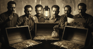 সুভাষচন্দ্র বসু এবং আজাদ হিন্দ ফৌজের লুণ্ঠিত রাজকোষ ও ঐতিহাসিক ষড়যন্ত্রের প্রতীকী চিত্র।