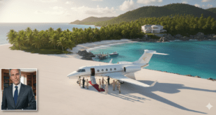 এপস্টিন ফাইল: বিলাসবহুল দ্বীপে ব্যক্তিগত জেট ও ধনকুবের জীবনের প্রতীকী দৃশ্য।