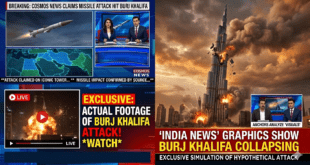 সংবাদ টিভি চ্যানেল কর্তৃক বুর্জ খলিফা ধ্বংসের ভুয়া গ্রাফিক্স এবং টিআরপি স্টুডিওর চিত্রনাট্য।