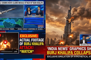 সংবাদ টিভি চ্যানেল কর্তৃক বুর্জ খলিফা ধ্বংসের ভুয়া গ্রাফিক্স এবং টিআরপি স্টুডিওর চিত্রনাট্য।