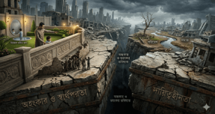 সভ্যতার সংকট: অহংকার ও স্বার্থপরতার প্রাচীরে ঘেরা এক বিলাসবহুল পরিবারের সামনে দায়িত্বহীনতার কারণে ধ্বংসপ্রাপ্ত এক ভয়ঙ্কর ভবিষ্যৎ।