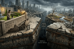 সভ্যতার সংকট: অহংকার ও স্বার্থপরতার প্রাচীরে ঘেরা এক বিলাসবহুল পরিবারের সামনে দায়িত্বহীনতার কারণে ধ্বংসপ্রাপ্ত এক ভয়ঙ্কর ভবিষ্যৎ।